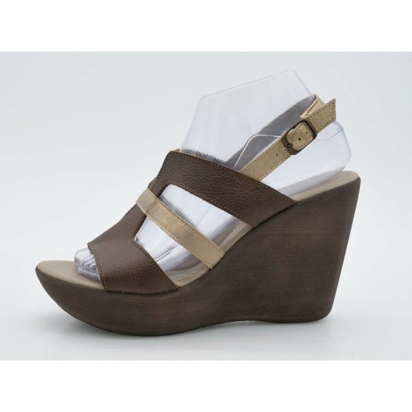 Matisse Sandals Womens 8.5 Brown Leather Platform Wedge Slingback EUR 39 - Picture 3 of 9